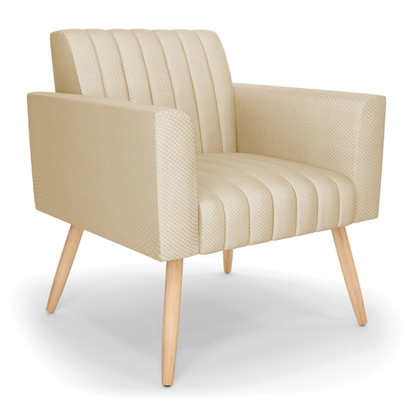 Poltrona Viena Gomada Veludo Luxo Pés Palito Natural - D'ross