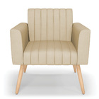 Poltrona Viena Gomada Veludo Luxo Pés Palito Natural - D'ross