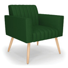 Poltrona Viena Gomada Veludo Luxo Verde A136 Pés Palito Natur