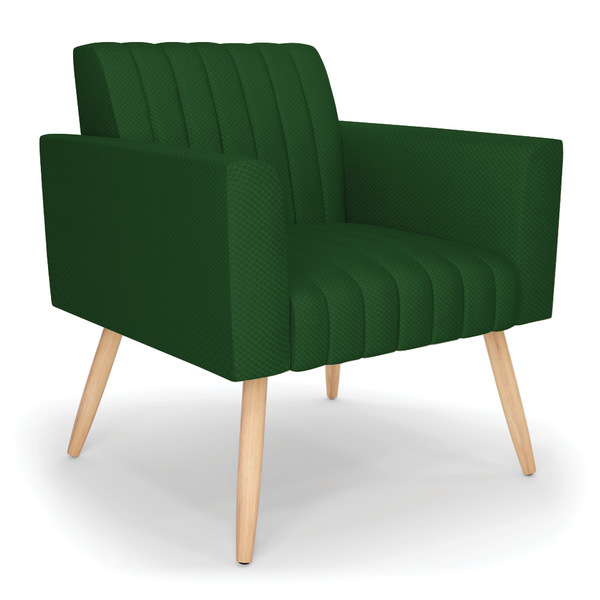 Poltrona Viena Gomada Veludo Luxo Verde A136 Pés Palito Natur