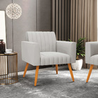 Poltrona Viena Gomada Veludo Pés Palito Castanho D03 - D'ross