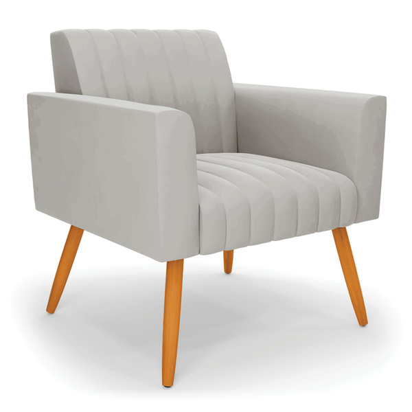 Poltrona Viena Gomada Veludo Pés Palito Castanho D03 - D'ross