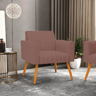 Poltrona Viena Gomada Veludo Pés Palito Castanho D03 - D'ross