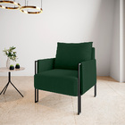 Poltrona Virgínia Veludo Verde Militar Base De Ferro Preto -