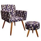 Poltrona Vitória Com Puff Bali Decorativo Estampa Triângulo R