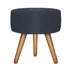 Poltrona Vitória Com Puff Bali Decorativo Suede Azul Marinho