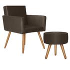 Poltrona Vitória Com Puff Bali Decorativo Suede Castor Kasa S