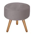 Poltrona Vitória Com Puff Bali Decorativo Veludo Cinza Kasa S