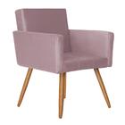 Poltrona Vitória Com Puff Bali Decorativo Veludo Rosê D'rost