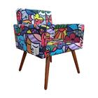 Poltrona Vitória Com Puff Bali Estampa Romero Brito
