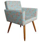 Poltrona Vitória Decorativa Estampa Floral Cinza D'rost