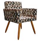 Poltrona Vitória Decorativa Estampa Triângulo Bege D'rost