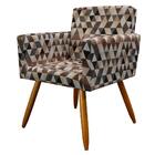 Poltrona Vitória Decorativa Estampa Triângulo Bege D'rost