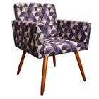 Poltrona Vitória Decorativa Estampa Triângulo Roxo Kasa Sofá