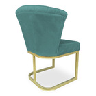 Poltrona Vitória Veludo Azul Turquesa Matelassê Base Metálica