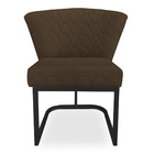 Poltrona Vitória Veludo Marrom Matelassê Base Metálica Indust