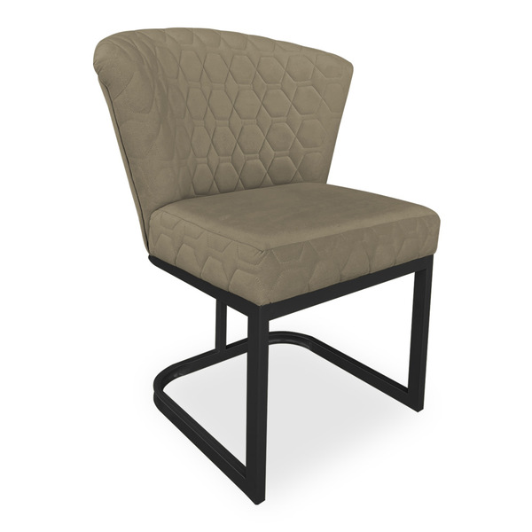 Poltrona Vitória Veludo Matelassê Base Metálica Industrial Pr