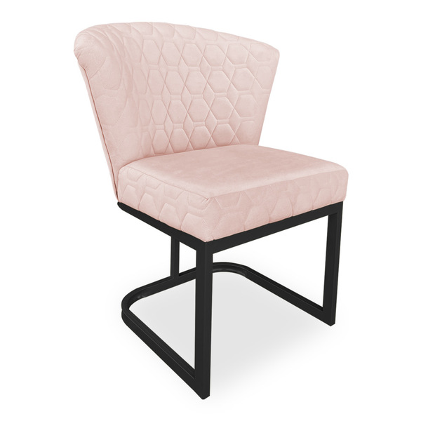 Poltrona Vitória Veludo Matelassê Base Metálica Industrial Pr