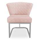 Poltrona Vitória Veludo Rosa Bebê Matelassê Base Metálica Ind