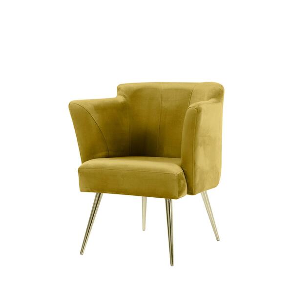 Poltrona Wendy Veludo Mostarda Pés Metal Palito Dourado Quart
