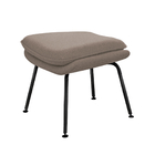 Poltrona Womb Chair Com Puff Base Preta Linho Bege