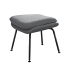 Poltrona Womb Chair Com Puff Base Preta Linho Cinza