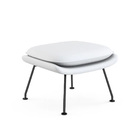 Poltrona Womb Chair Com Puff Base Preta Sintético Branco