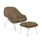 Poltrona Womb Chair Com Puff Cromada Sintético Marrom