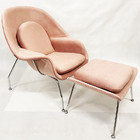 Poltrona Womb Chair Com Puff Veludo Rose Envelhecido - Poltro