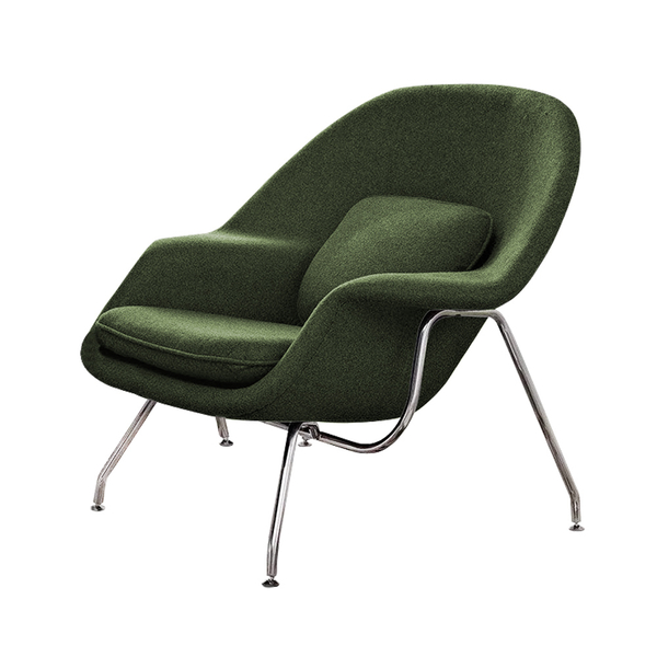 Poltrona Womb Chair Sem Puff Cromada Linho Verde