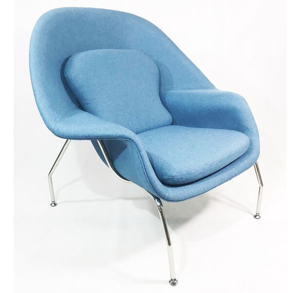 Poltrona Womb Chair Tecido Linho Azul - Poltronas Do Sul