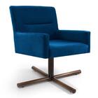 Poltrona Xis Madeira Angel B-170 Veludo Azul