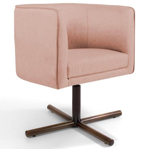 Poltrona Xis Madeira Betina C-105 Linho Rosê
