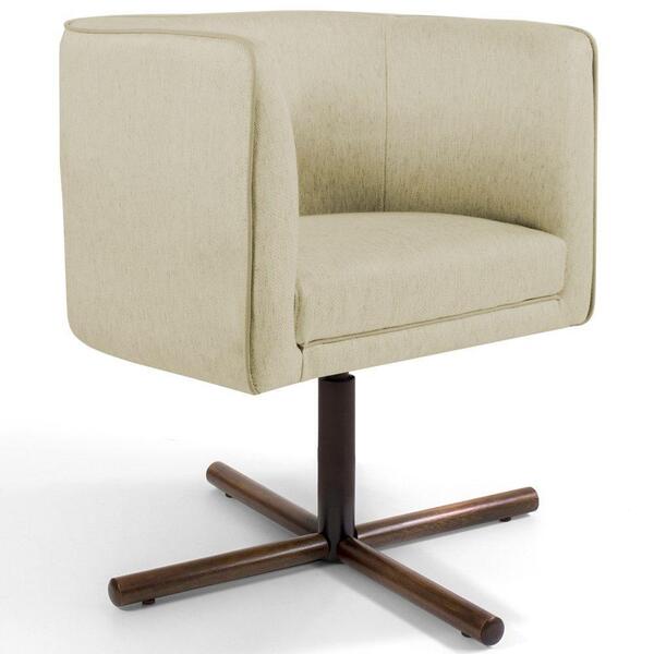 Poltrona Xis Madeira Betina C-129 Linho Bege