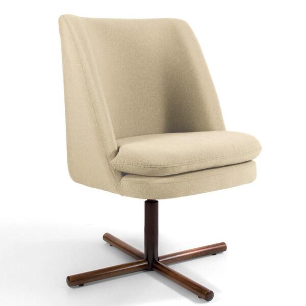 Poltrona Xis Madeira Pérsia C-129 Linho Bege Escuro