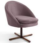 Poltrona Xis Madeira Rafa B-305 Veludo Rosê