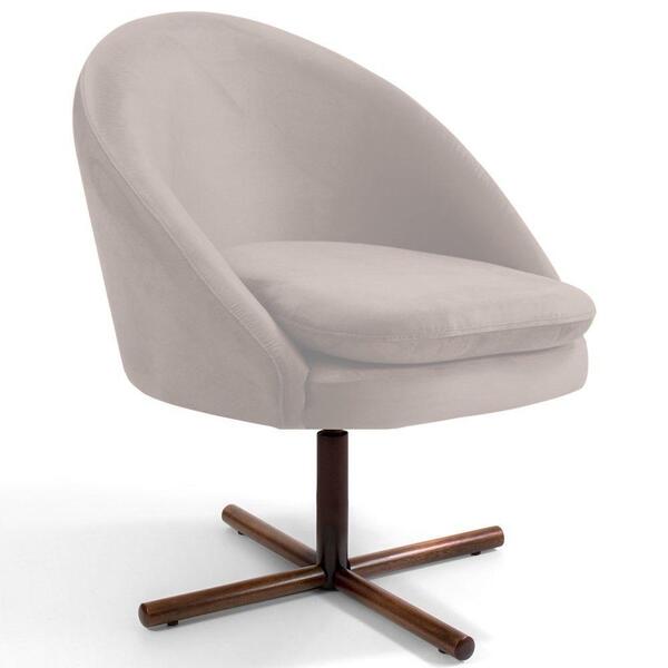 Poltrona Xis Madeira Rafa B-309 Veludo Bege