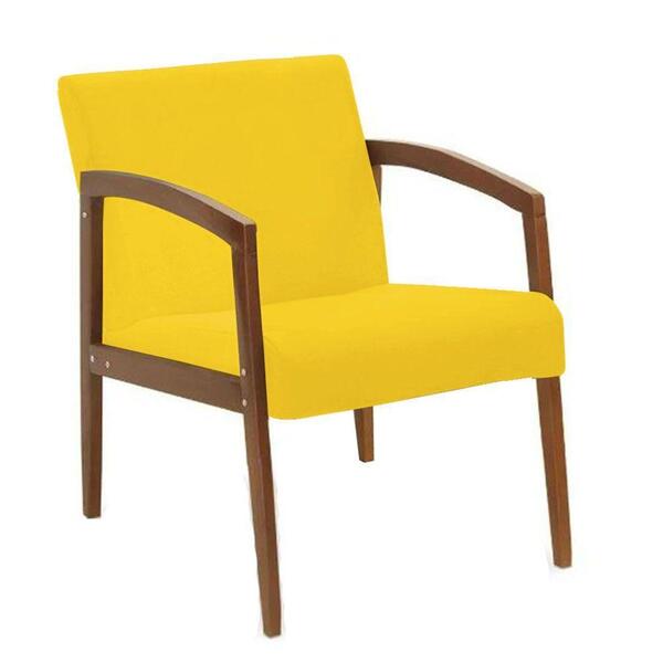 Poltrona Yasmin Suede Base Fixa De Madeira Amarelo