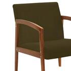 Poltrona Yasmin Suede Base Fixa De Madeira Marrom Rato