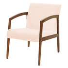 Poltrona Yasmin Suede Rosa Bebê Base Fixa De Madeira - D'rossi