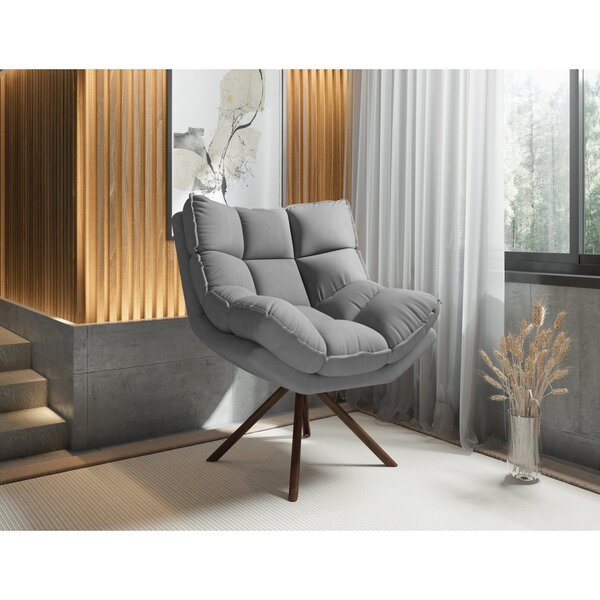 Poltrona Zara Giratória Yescasa Veludo Nobre Cinza