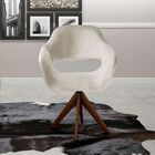 Poltrona Zara Pé Madeira Giratória Bege Bella Decor