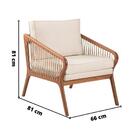 Poltrona Zurique Com Braço Madeira E Corda Tecido Linho Claro