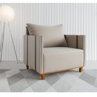 Poltrona decorativa Pés Em Madeira Linho Sofistic Linho Bronz