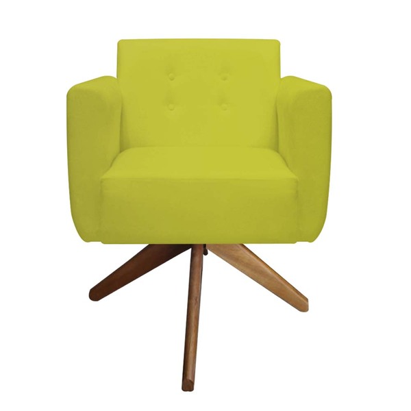 Poltronas Decorativa Duda Base Giratória Suede Amarelo - D'cl