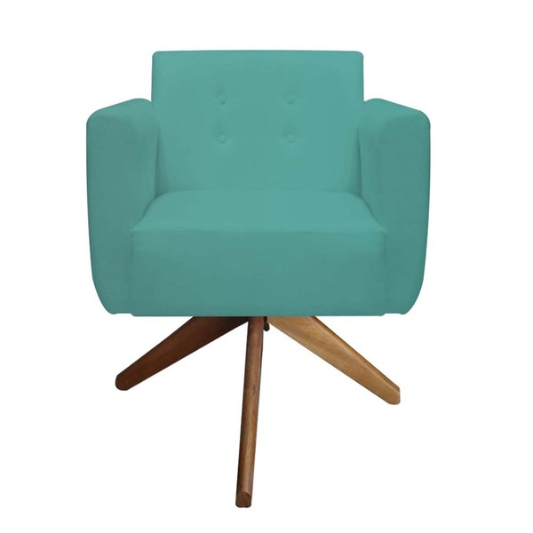 Poltronas Decorativa Duda Base Giratória Suede Azul Tiffany