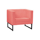 Poltronas Decorativa Velma Pés Metal Linho Coral G17 - Gran B