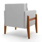 Poltronas Sala Decorativa Kit 02 Lana Linho Base Madeira D03