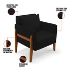 Poltronas Sala Decorativa Kit 02 Lana Linho Base Madeira D03