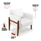 Poltronas Sala Decorativa Kit 02 Lana Sintético Branco Base M